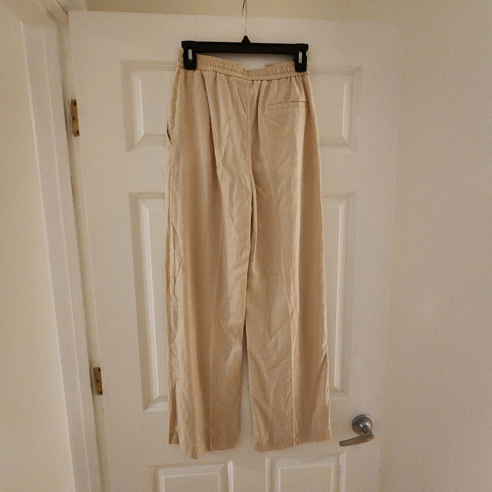NWT Zara Linen Blend Cream Pants - Picture 2 of 2